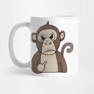 Grumpy Monkey Ape Holding Middle Finger Mug